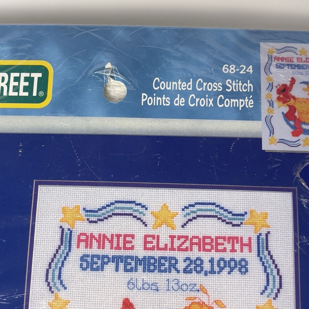 Rare Janlynn Sesame Street Cross Stitch Star Gazers Announcement Elmo Big Bird - Picture 9 of 11